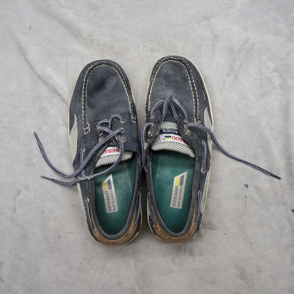 Sebago‎ Mens 8.5M Boat Shoes Blue Docksides Leather Mesh Nautical Casual Loafers
